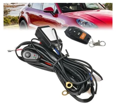 Zdjęcie produktu dla Zestaw okablowania z pilotem do listwy LED/reflektorów halogenowych z przekaźnikiem 12 V–24 V