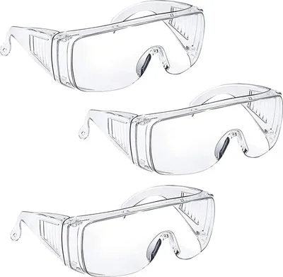 Produktbild von Schutzbrille für Brillenträger  Antibeschlag-Schutzbrille Augenschutz mit klarer Sicht, Kratzfest und UV-beständiger Labor Schutzbrille über Brille Männer Frauen Clear 3er Pack