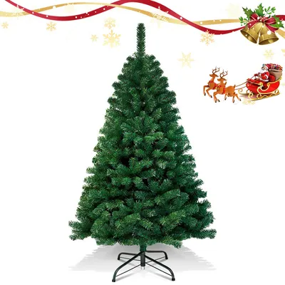 Produktbild von Clanmacy 210cm Künstlicher Weihnachtsbaum, Tannenbaum mit Metallständer, Christbaum 900 Spitzen PVC Nadeln, Kunstbaum Weihnachten Klappsystem grün