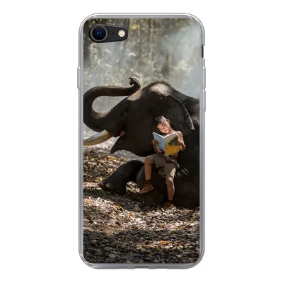 Produktbild von MuchoWow® Handyhülle Schutzhülle Hülle für iPhone 8 Elefant - Junge - Buch - Wald - Tiere - Natur Silikon Softcase Handy Hülle - Schutzhaube