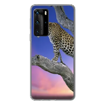 Produktbild von MuchoWow® Handyhülle Schutzhülle Hülle für Huawei P40 Pro Leopard - Baum - Zweig Silikon Softcase Handy Hülle - Schutz