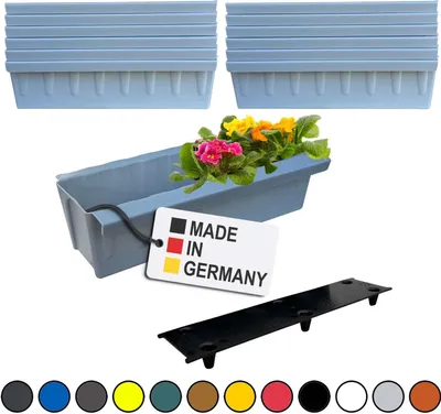 Produktbild von BURI 10 Euro-Paletten Blumenkästen-Einsätze inkl. Bewässerungsmatte | mit Hängesystem zum Einhängen | 37,3cm Grau | Pflanzkasten für Europalette Palette | Balkonkasten | Blumentopf | extrem stabil