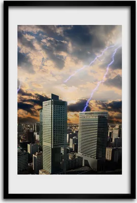 Produktbild von Bild - Bilderrahmen - 40 cm x 60 cm - MDF - Rahmen - Wandkunst - Sturm über Warschau