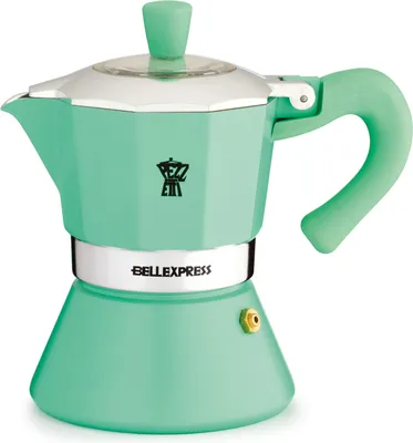 Immagine prodotto di Caffettiera italiana Pezzetti Bellexpress, 6 tazze, alluminio, per tutti i tipi di fornelli, compresa l'induzione, turchese