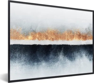 Produktbild von MuchoWow® Gerahmtes Poster Gold - Abstrakt - Design 80x60 cm - Poster mit Schwarzem Bilderrahmen Wandposter Rahmen Foto Bilder - Schwarzem - Mit Gestell