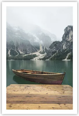 Produktbild von Poster - Poster ohne Rahmen - Berge See Boot - 61x91,5 cm - Wand Bild - Wanddeko - Wandbilder - Kunstposter - Wandposter - Bilder - Kunstdruck - Wanddekoration - Wandbild - P2XPA61x91-3978