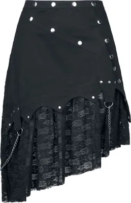 Produktbild von Gothicana by EMP Damen schwarzer asymmetrischer Rock mit Spitze M