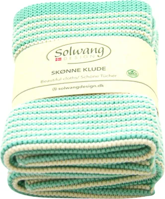 Produktbild von Solwang Wischtücher mit Streifen Aqua / Natur 2er Set Tücher Wischlappen