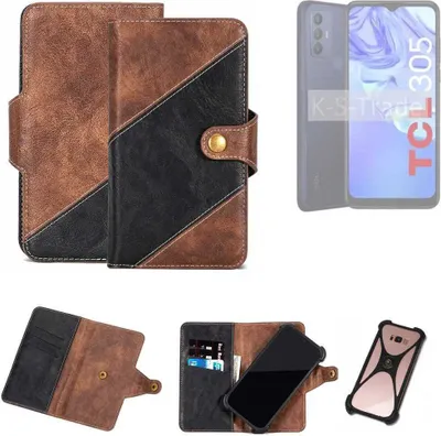 Produktbild von K-S-Trade Handyhülle Schutzhülle Bookstyle Case kompatibel mit TCL 305 Klapphülle Cover Hülle Schutztasche 1x