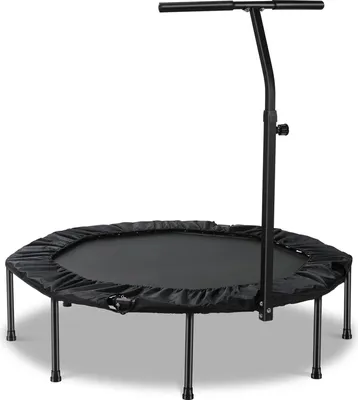 Produktbild von Fitness-Trampolin - Minitrampolin mit Haltegriff - Ø 127 cm - Höhenverstellbarer Griff - Klappbar - Für Erwachsene - Indoor/Outdoor - Schwarz