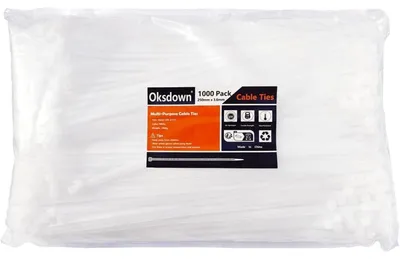 Obrázok produktu pre Stiahovacie pásky, 250 mm x 3,6 mm, biele, 1000 kusov, UV odolné, nylon, pevnosť v ťahu 18 kg