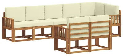 Imagen del producto de vidaXL Juego de sofás de exterior, 8 piezas, color natural y crema