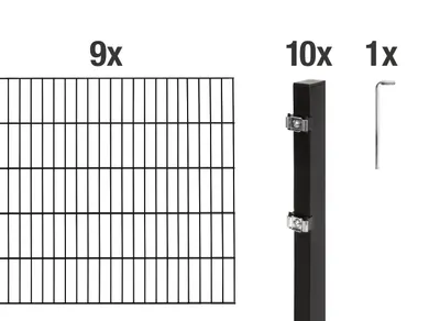 Immagine prodotto di Recinzione a doppia barra Alberts 628246, set completo da 20 elementi, nero opaco, altezza 140 cm, lunghezza 18 m