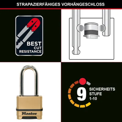 Image de Cadenas Excell® en zinc MASTERLOCK 56 mm - Combinaison programmable - M175EURDLH