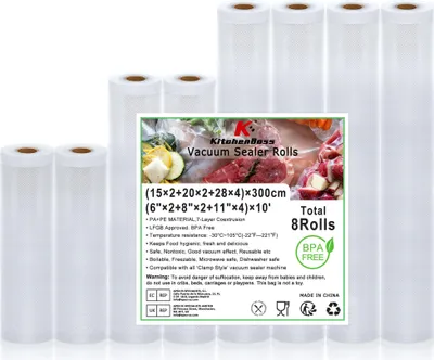 Produktbild von KitchenBoss Vakuumierbeutel Vakuumierfolie Folienrollen Vakuumbeutel-Lebensmitte