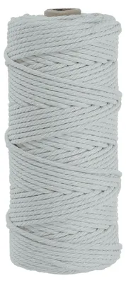 Produktbild von Makramee-Schnur - 3 mm x 109 Yard 4-strängig gedrehtes Baumwollgarn - Für Wandbehang Pflanzenaufhänger und DIY-Projekte - Hellgrau