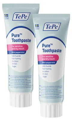 Produktbild von 2er-Set TePe Zahnpasta Pure, Milde Minze