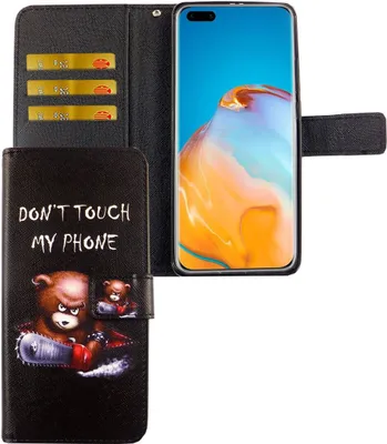 Produktbild von Huawei P40 Pro Tasche Handy Hülle Schutz-Cover Flip-Case mit Kartenfach Don't touch my phone