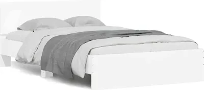 Image de Maison Exclusive - Cadre de lit avec tête de lit et LED blanc 140x200 cm