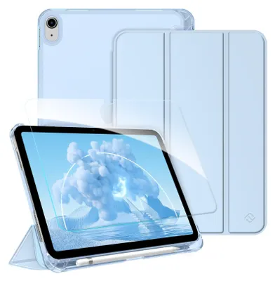 Produktbild von Fintie Hülle für iPad 11. Generation 2025 11 Zoll, iPad 10. Generation 2022 10.9 Zoll mit Schutzfolie - ultradünne leichte transparenter Rückseite Schutzhülle Case Cover mit Stifthalter, Hellblau