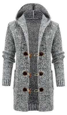 Productafbeelding van Heren Chunky Toggle Button Cardigan met Capuchon