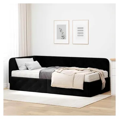 Produktbild von Eckbettgestell mit Matratze Schwarz 100 x 200 cm Samt