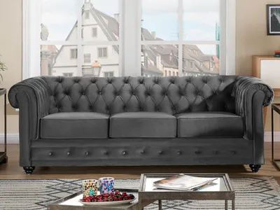 Produktbild von Sofa 3-Sitzer - Samt - Anthrazit - CHESTERFIELD