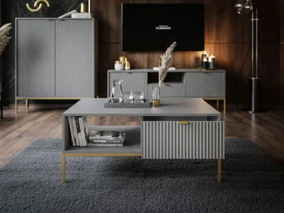 Produktbild von CORTADO GOLD Couchtisch L-104 mit Schublade grau