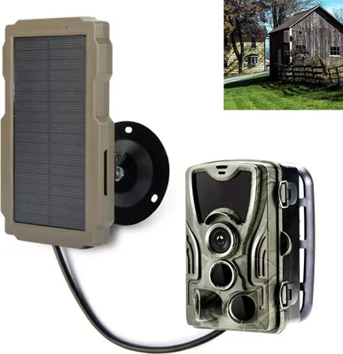 Produktbild von Solarpanel-Set für Jagdkameras, 3000 mAh, 6 V-12 V wiederaufladbar, mit 360° drehbarer Halterung und 3 Meter Kabel, Solarladegerät für Jagdkameras.