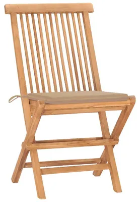 Produktbild von vidaXL 3-tlg. Garten-Essgruppe mit Kissen Klappbar Massivholz Teak