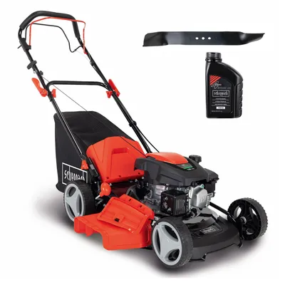 Produktbild von Scheppach MS161-46 Benzin Rasenmäher mit Antrieb - 46cm Schnittbreite | Reinigungsfunktion | 55L | 7 Höhen | Mulchen | inkl. Motoröl & Ersatzmesser