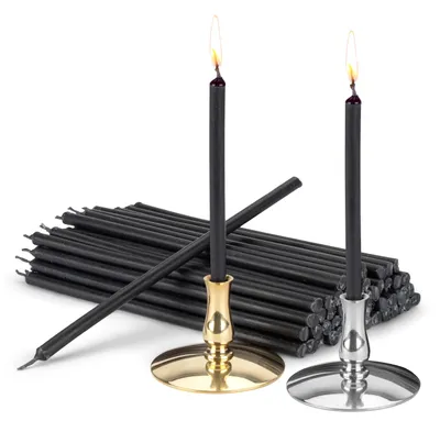 Produktbild von Set aus 2 Kerzenhaltern mit schwarzen Kerzen 15 cm
