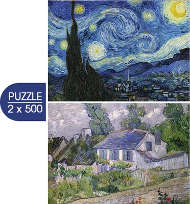 Produktbild von Grafika Puzzle Van Gogh Kunst 2-in-1 Sternennacht Häuser Auvers 500 Teile