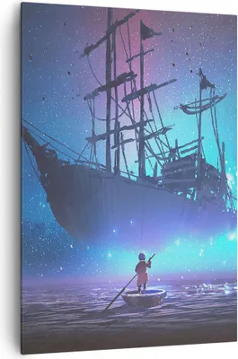 Produktbild von Bild auf Leinwand - Leinwandbild - Einteilig - Märchen Segelschiff - 70x100cm - Wand Bild - Wanddeko - Wandbilder - Leinwanddruck - Wanddekoration - Leinwand bilder - Wandbild - PA70x100-4034
