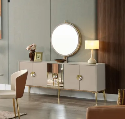 Produktbild von Anrichte Schrank Braun Hochglanz Möbel Holz Luxus Kommode Sideboard