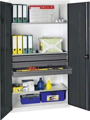 Zdjęcie produktu dla Szafka na narzędzia i materiały Stumpf 3000, RAL 7035/7016, 3 szuflady, 3 tace