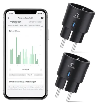 Zdjęcie produktu dla Gniazdko Wi-Fi – Inteligentne gniazdko – 4,4 x 4,4 cm – Pomiar zużycia energii – Kompatybilne z Alexa i Google Home