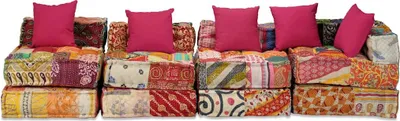 Produktbild von vidaXL 4-Sitzer Modularer Pouf Patchwork Stoff