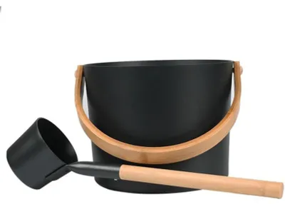 Image de Ensemble de sauna comprenant un seau et une louche en aluminium