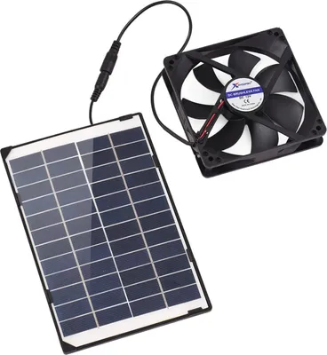 Produktbild von Mini Solarbetriebener Ventilator 6W 12V Solar-Abluftventilator Mini-Luefter fuer kleine Haustiere, Hundehuetten, Huehnerstaelle, Gewaechshausschuppen mit 3 Meter langem Kabel