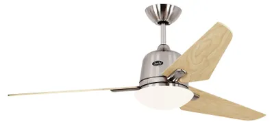 Obrázek produktu pro Energeticky úsporný stropní ventilátor s osvětlením a dálkovým ovládáním Eco Aviatos 132 cm broušený chrom / javor