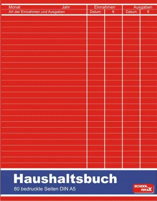 Produktbild von Haushaltsbuch DIN A5, 80 Seiten, für Einnahmen- & Ausgabenübersicht und Finanzplanung
