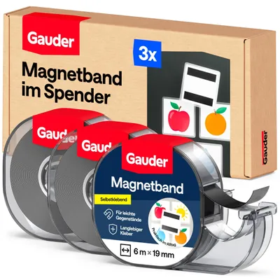 Obrázok produktu pre Magnetická páska GAUDER, samolepiaca, vysoká kvalita (3 kusy, každá 6 m x 19 mm)