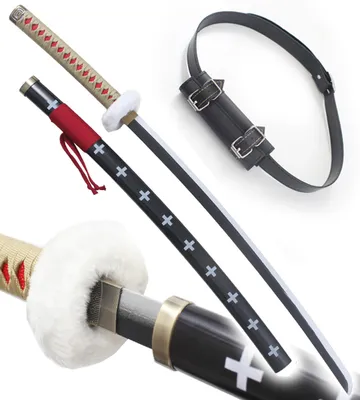 Produktbild von One Piece Holzschwert Trafalgar Law Replik Katana Schwert + Schwarzer Gürtel mit Schwerthalter Gürtel