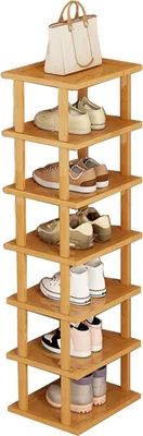 Produktbild von 5/7/8 Etagen vertikale Schuhablage, Holz schmalen Schuhablage, kleine Schuh-Organisator, platzsparende Ecke Schuhregal, hohe Schuh-Turm（M）