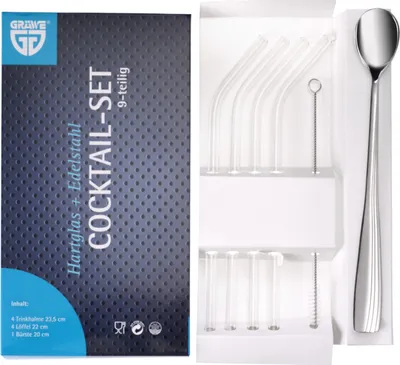 Produktbild von GRÄWE Trinkhalm-Set 9-tlg., aus Hartglas