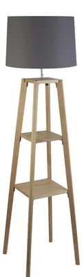 Image de x Lampadaire à étagère - Étagère en bois naturel