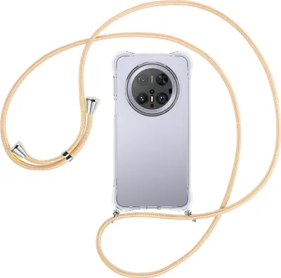 Produktbild von Handykette Backcover-Schutzhülle mit Band (Metall silberfarben) für Huawei Mate 70 Pro - Goldkordel