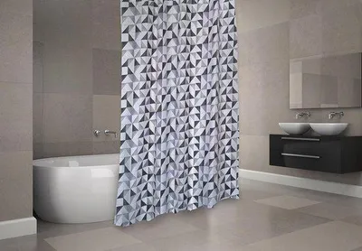 Zdjęcie produktu dla Wodoodporna zasłona prysznicowa, szaro-biała, 180 x 200 cm