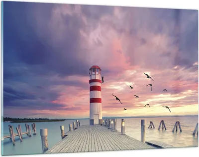 Produktbild von Bilder auf glas - Einteilig - Laterne Meer Küste - 120x80cm - Glasbilder - Wandbilder - Bilder - zum Aufhängen bereit - Wanddekoration aus Glas - Glas Bilder - Wandbild auf Glas - GAA120x80-4978